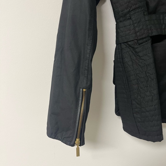 Authentic Barbour Belted Waxed Jacket - Black - Leather Trim Sz US 8 UK 12 - Picture 12 of 14